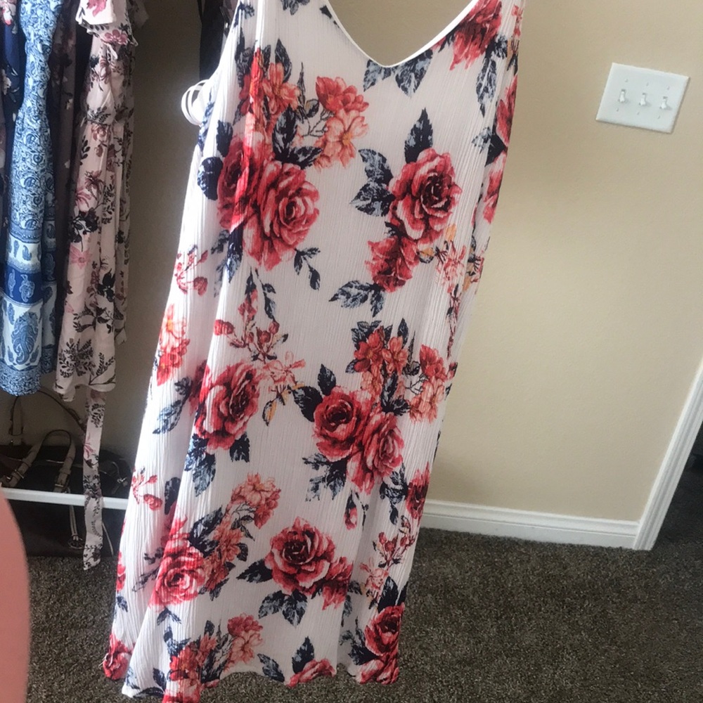 Large double lined floral spring dress